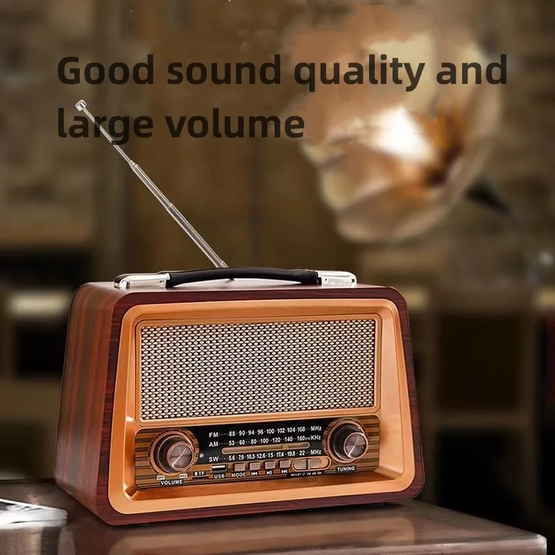 Wooden 2066BT Portable Bluetooth Speaker Vintage Multiband Noise Reduction Radio Home Theater Player 3D Stereo Surround system