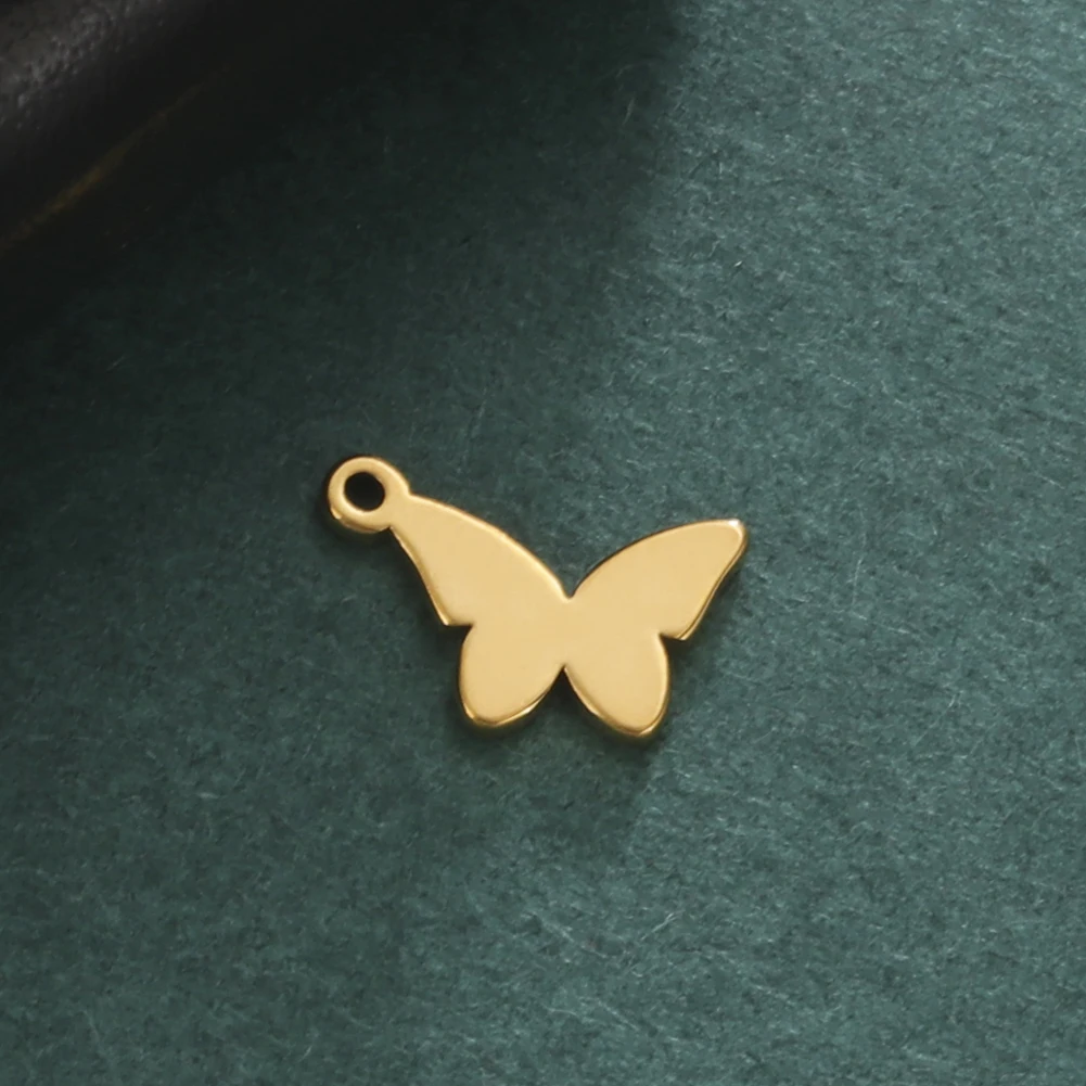 Teamer 5pcs/lot Exquisite Stainless Steel Charms for Jewelry Making Butterfly Fish Cross Basketball Mini Pendant for Bracelet
