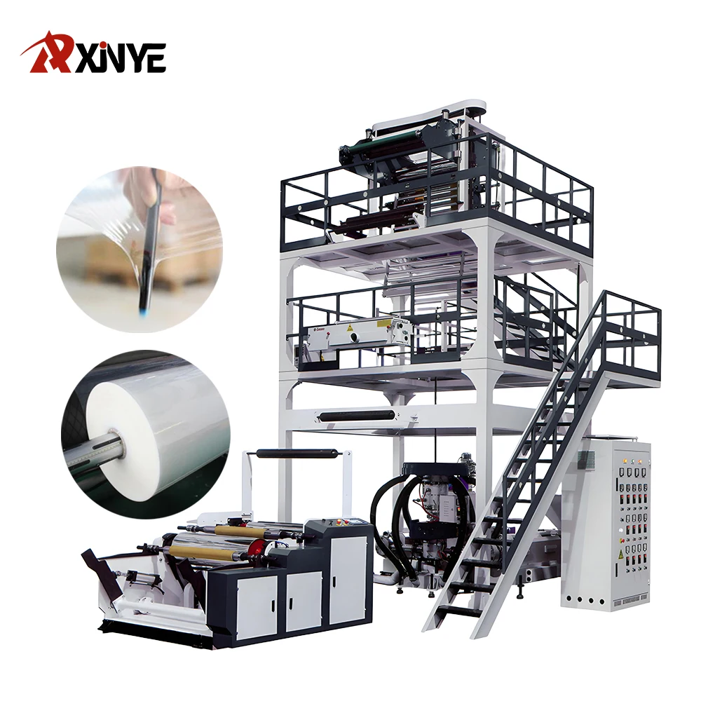 High Speed ABA Three Layer PE HDPE LDPE Plastic Film Blowing Machine Practical Plastic Film Extruder Machine