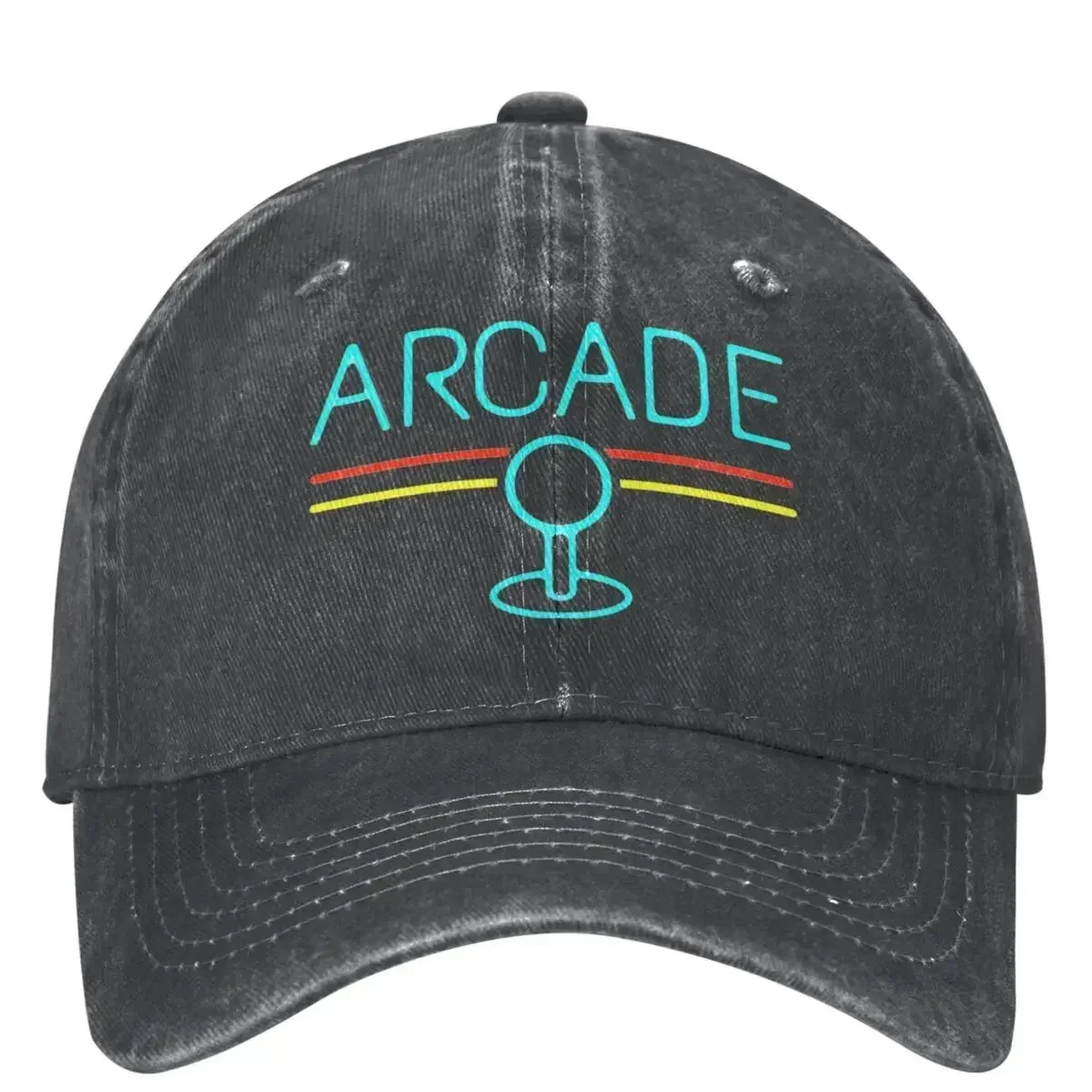 Vintage Neon Arcade Gaming Baseball Cap for Men Women Distressed Denim Snapback Cap Outdoor Workouts Hats Cap