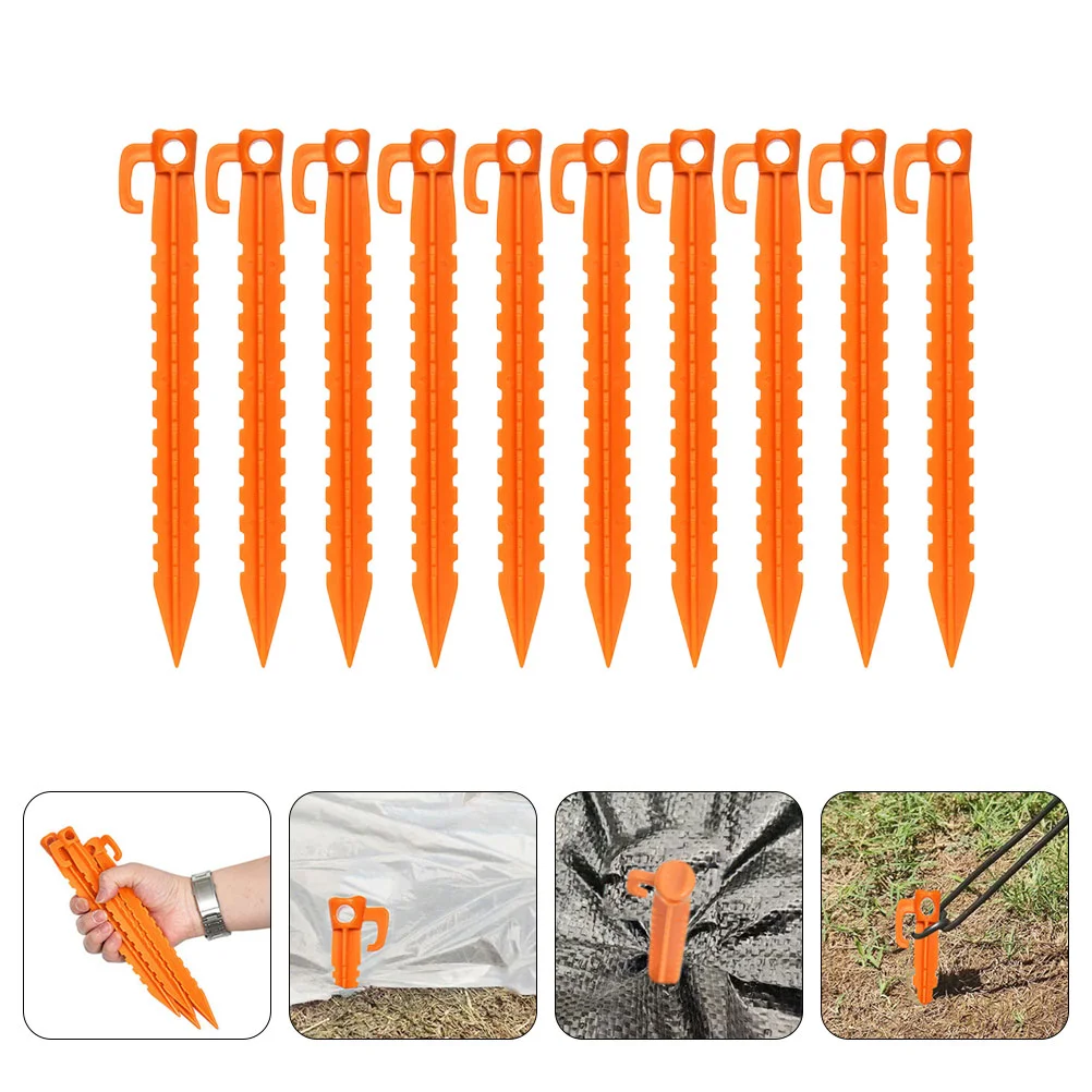 

10 Pcs Tent Pegs Ground Nail Spiral Shape Fixing Hooks Stake Tents Camping Tool Plastic Stakes Sand