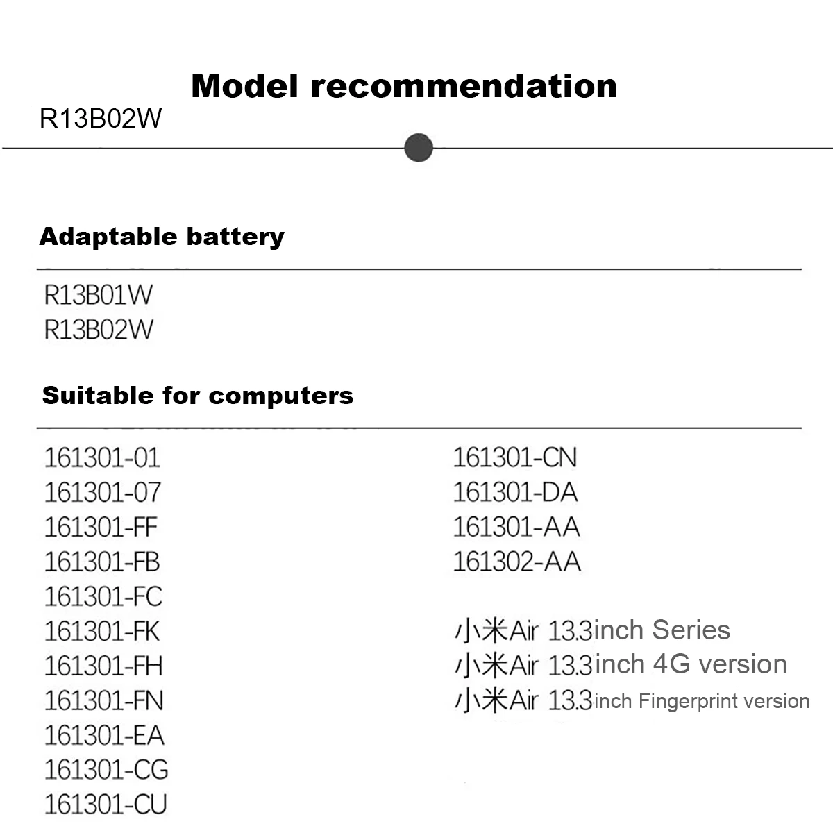 R13b02w/r13b01w Laptop-Akku für xiaomi mi Notebook Air 13 13.3 "Serie Tablet PC 2009-01 r13b02w/r13b01w xiaomi