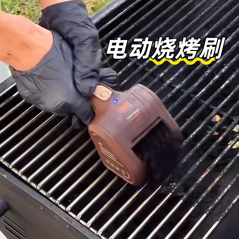 Rechargeable Electric Grill Cleaner Brush, Food Grade Stainless Steel Roller Portable Wireless BBQ Grate Cleaning Tool