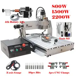 Fresadora de 4 ejes CNC 6040 2200W, máquina enrutadora USB 1500W, torno de corte de madera para tallado de Metal para carpintería, grabado de aluminio, UE