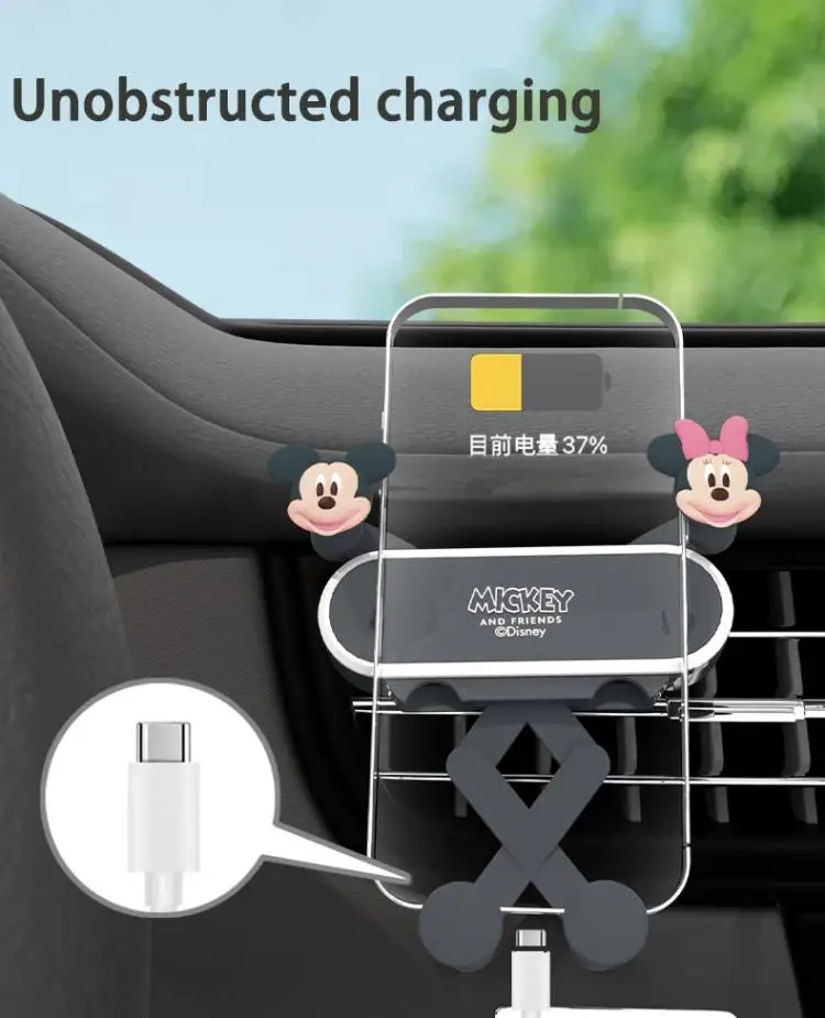 Soporte para teléfono móvil con salida de aire de coche de Mickey Mouse de Disney, soporte de navegación con dibujos animados, movimiento