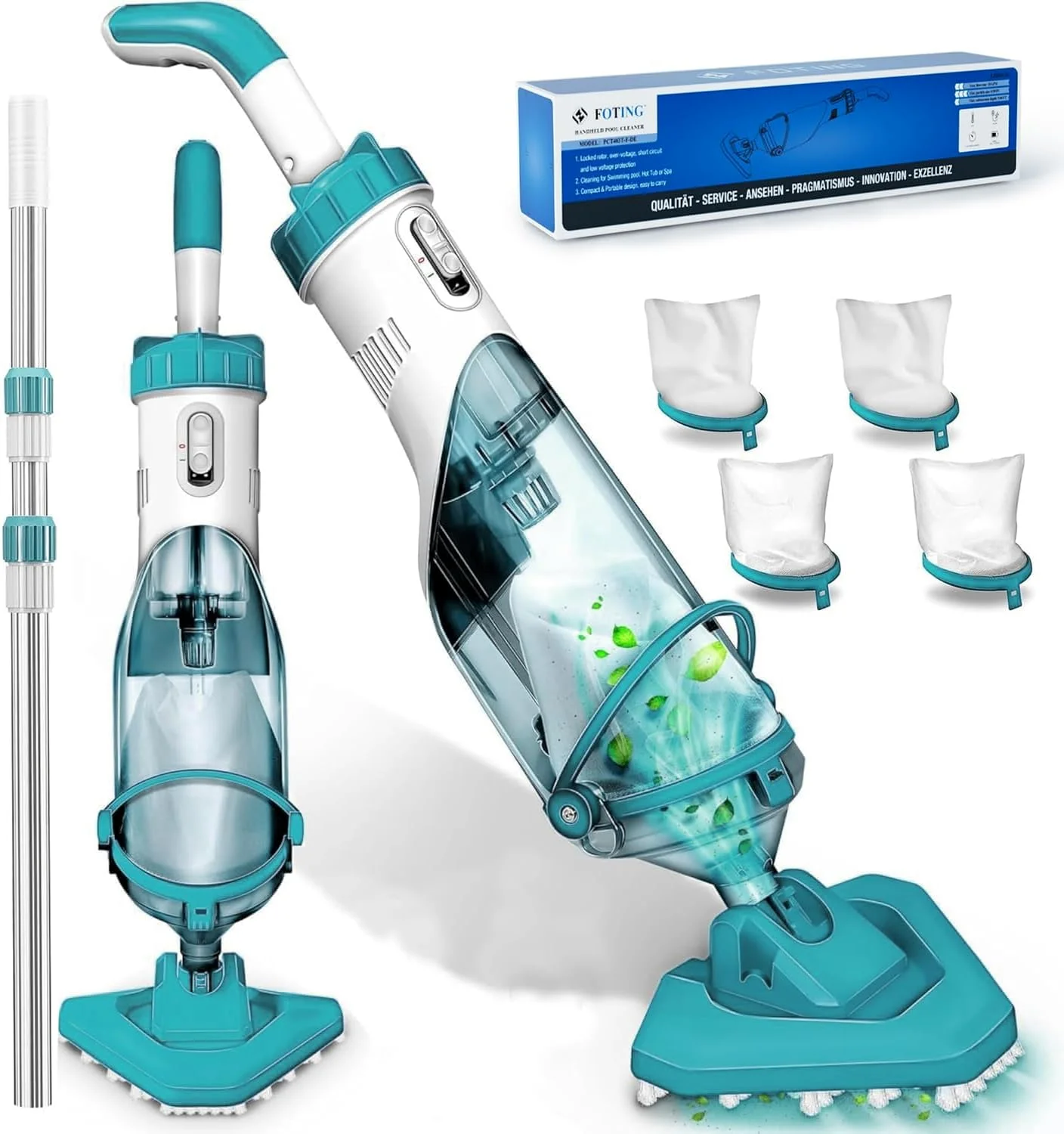 Handheld Hot Tub Spa Pool Vacuum, 19 gallons/min, Cordless Rechargeable Pool Vacuum for Above Ground Pool, 60 Mins Running Time,