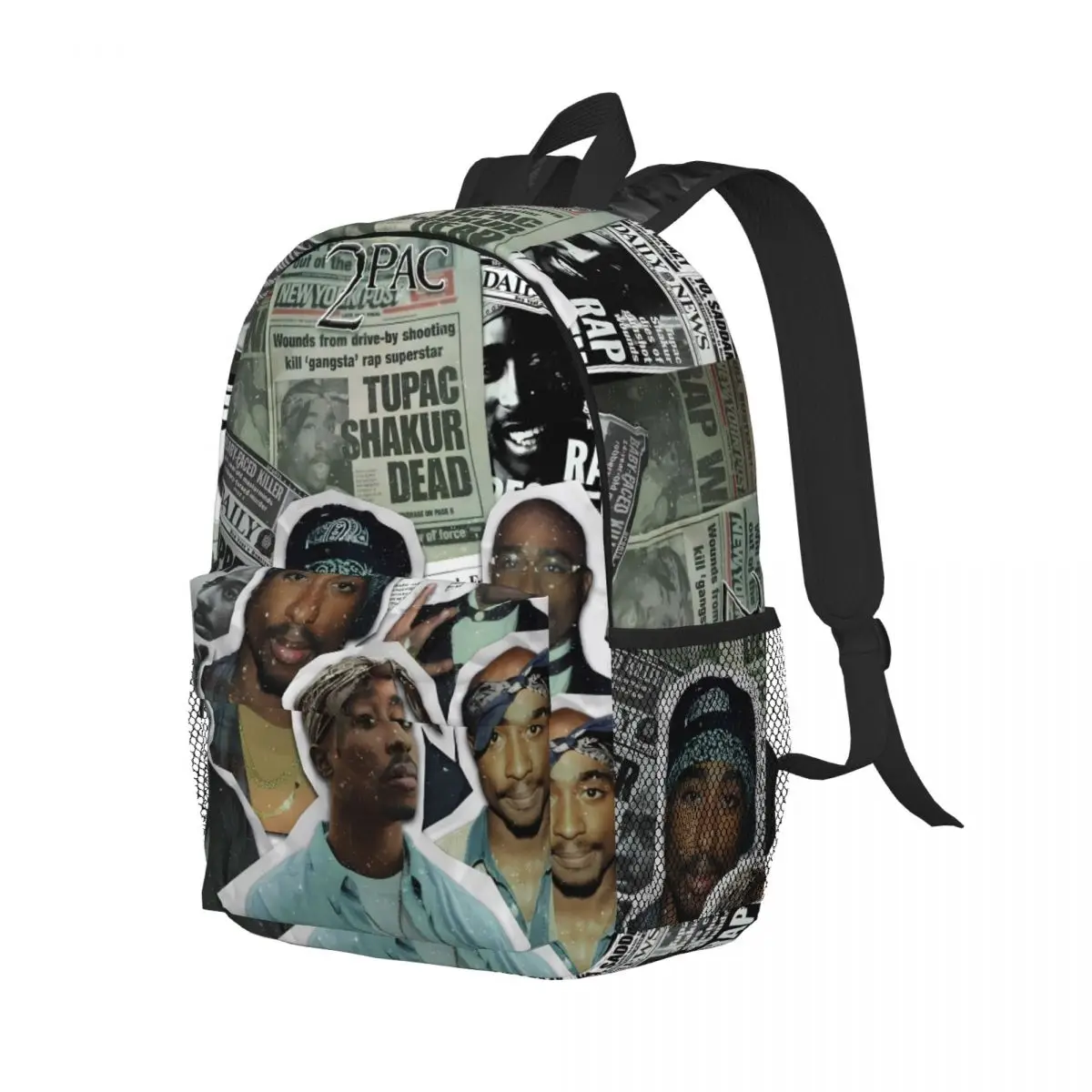 Custom Tupac 2pac Backpack Teenager Bookbag Students School Bag Travel Rucksack Shoulder Bag