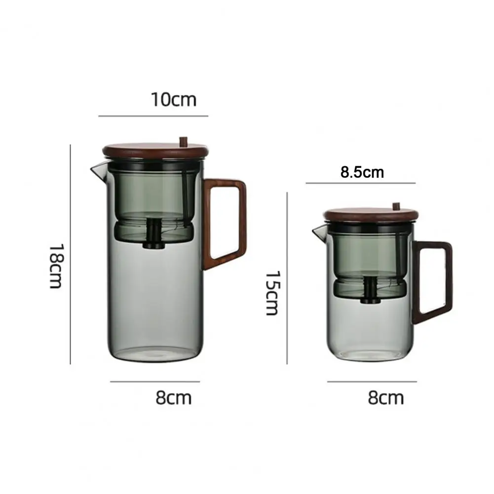 550/750ml Tea Pot Infuser Wooden Handle Teapot Borosilicate Glass Teapot Water Separation Technology Drip-free Spout Tea Pot