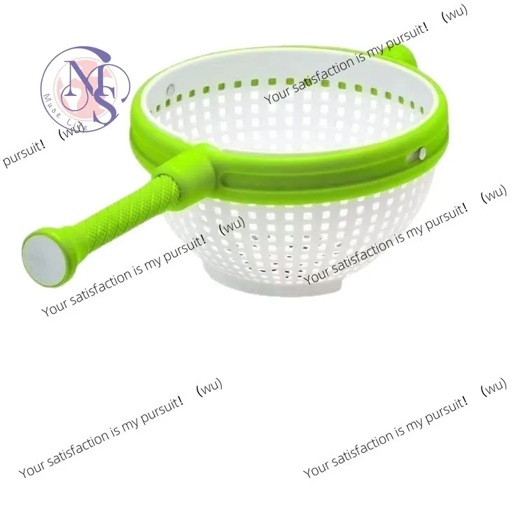 Rotary drain basket, household hand pressure semi-automatic vegetable and fruit salad filter blue