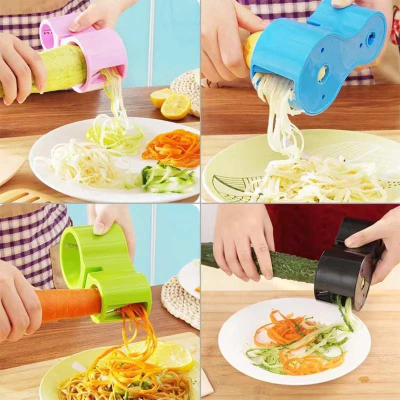 Multifunctional kitchen tool vegetable and fruit spiral shredder peeler manual potato carrot rotary grater with sharpening stone