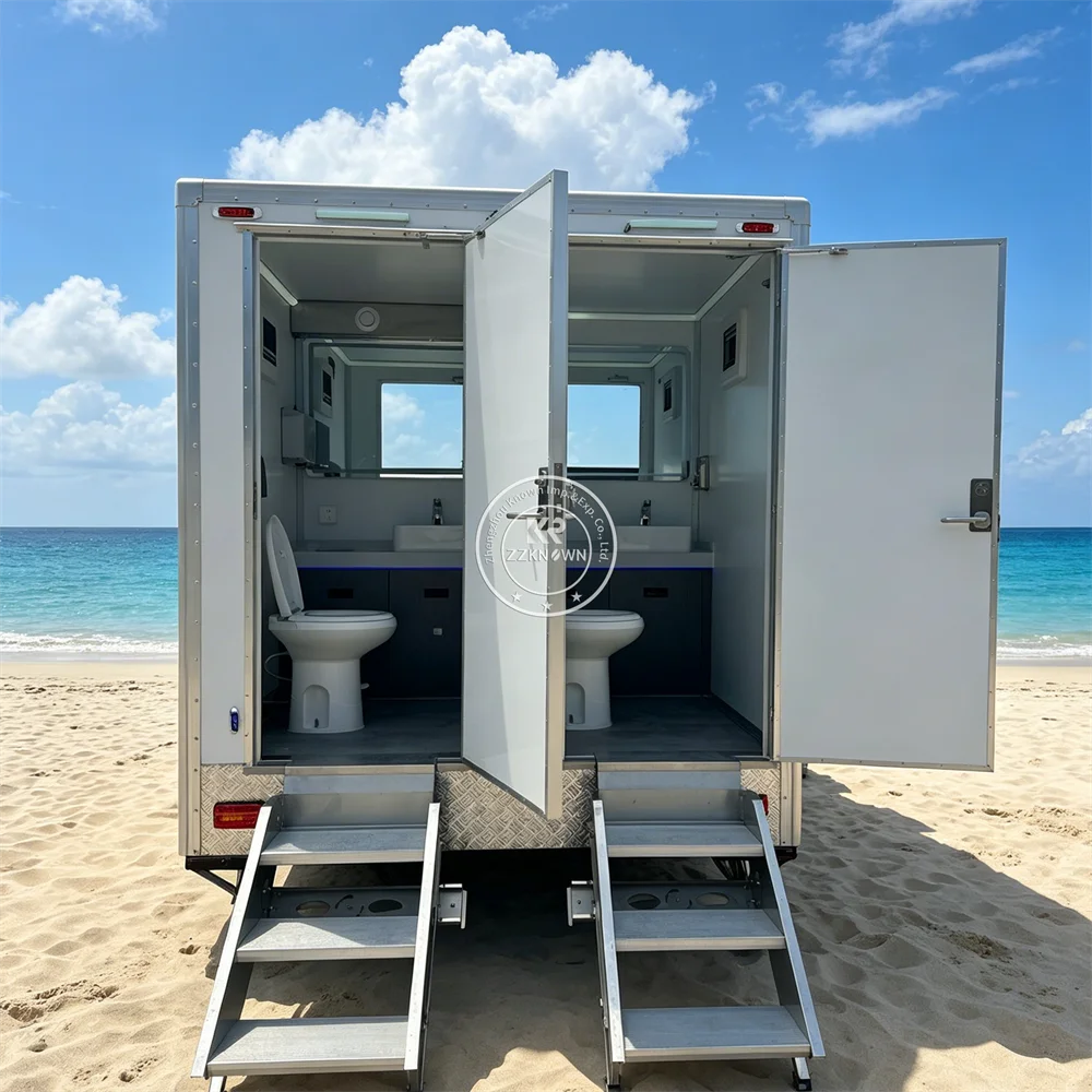 Luxury VIP Mobile Bathroom Wedding Party Portable Restroom Cabin Modern Toilet Trailer Portable Bathroom Trailer