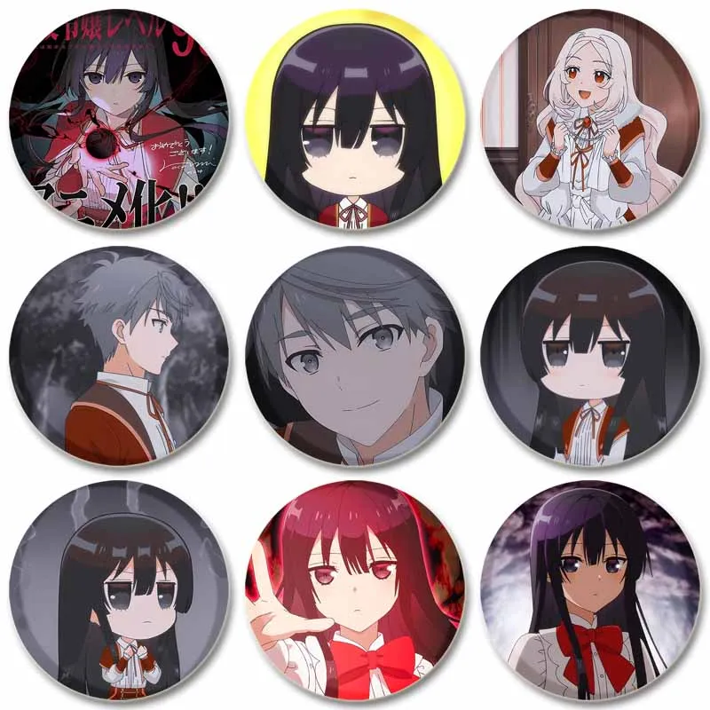 58/32/44mm Anime Villainess Level 99 Round Lapel Pins Cartoon Character Interesting Badge Brooches Jewelry Accessories Gifts