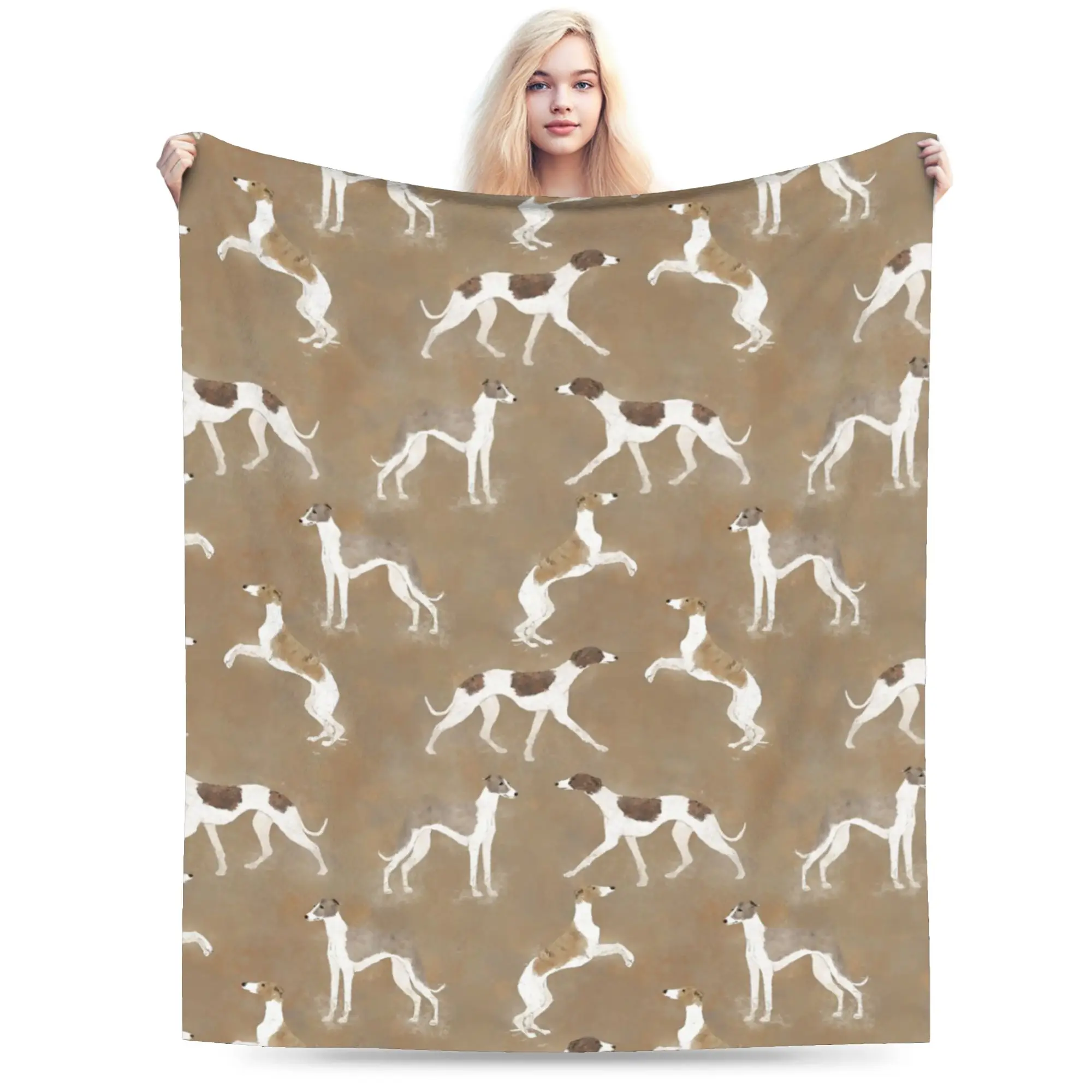 Happy Whippets Flannel Blanket Greyhound Sighthound Dog Fashion Throw Blanket for  Sofa Bedding Lounge 200x150cm Quilt