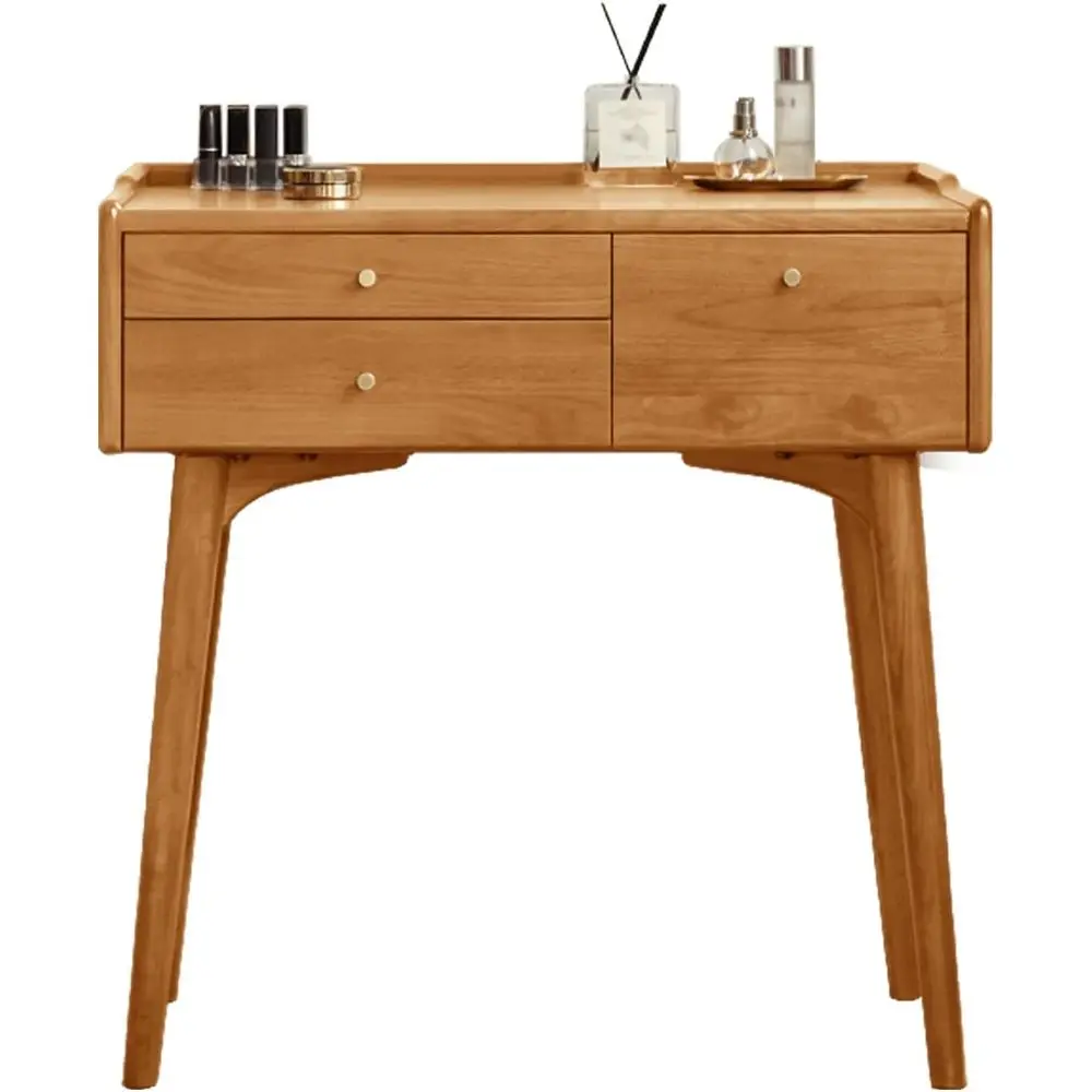 

Compact Cherry Wood Makeup Desk, Vanity Table for Small Spaces, Suitable for Teens and Bedrooms