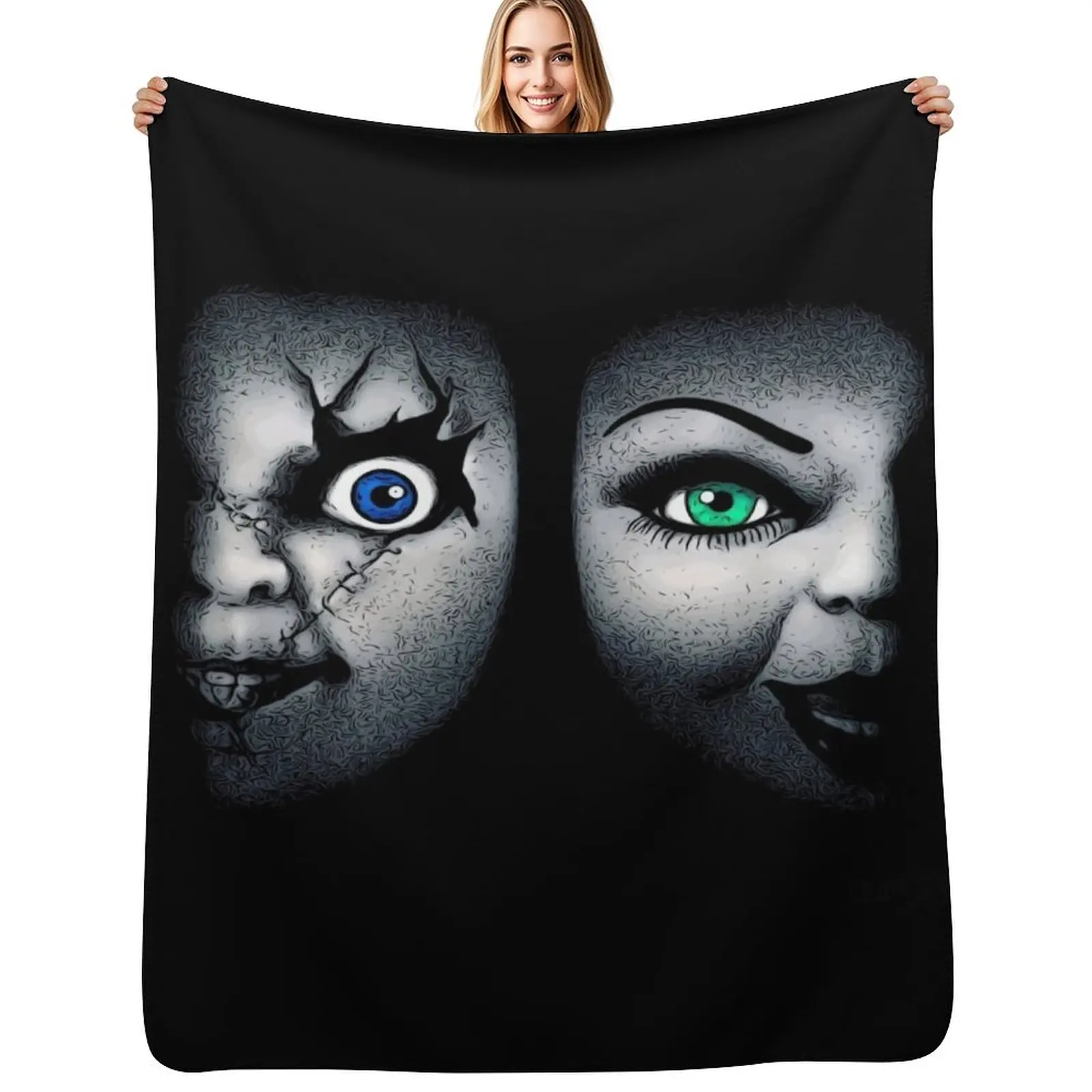 Bride of Chucky Throw Blanket cosplay anime Plush Soft Plaid Flannels Extra Large Throw anime Blankets