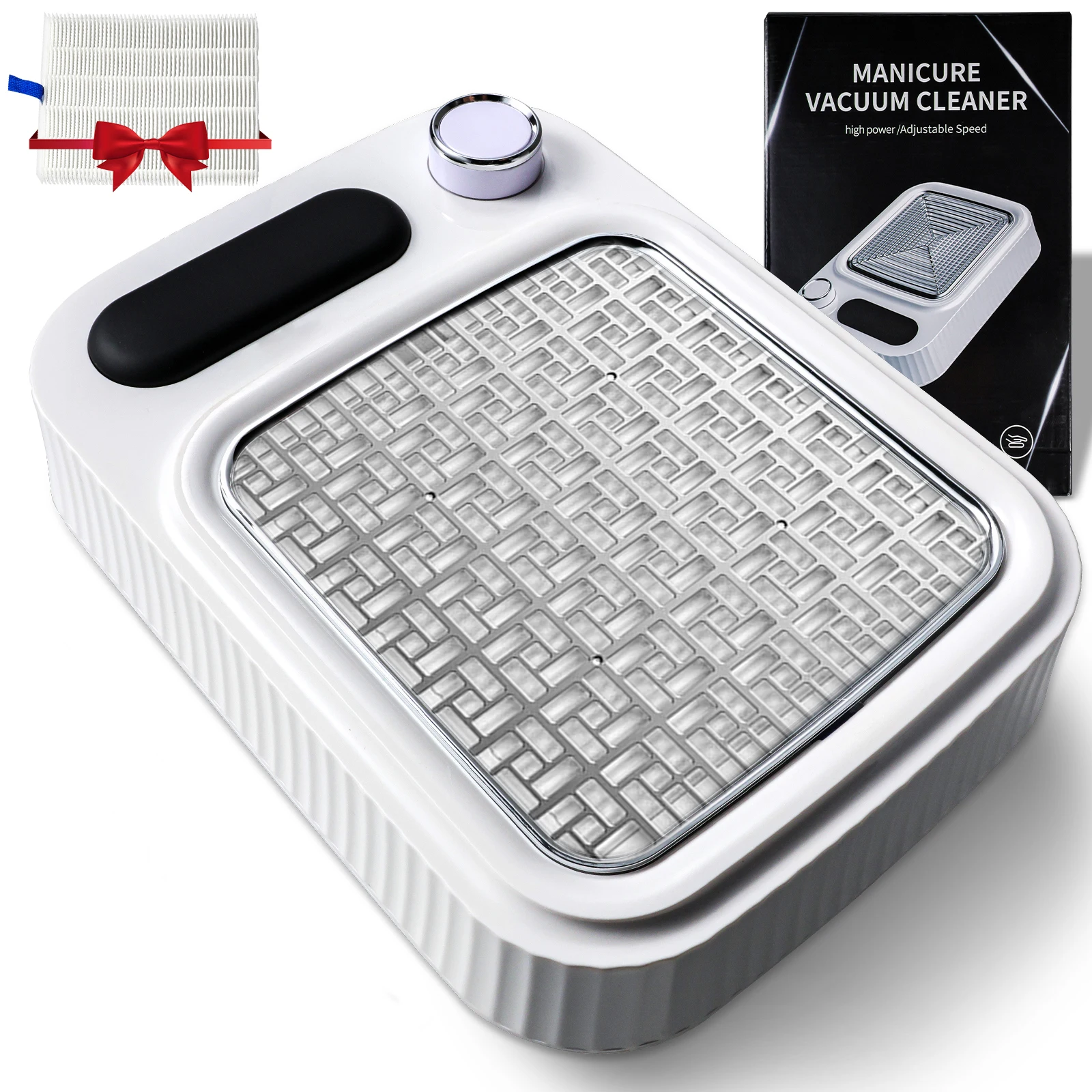 

Professional Nail Vacuum Cleaner Low Noise Nail Gel Art Collector, Reusable Filtered Nail Polish Collector Salon Equipment
