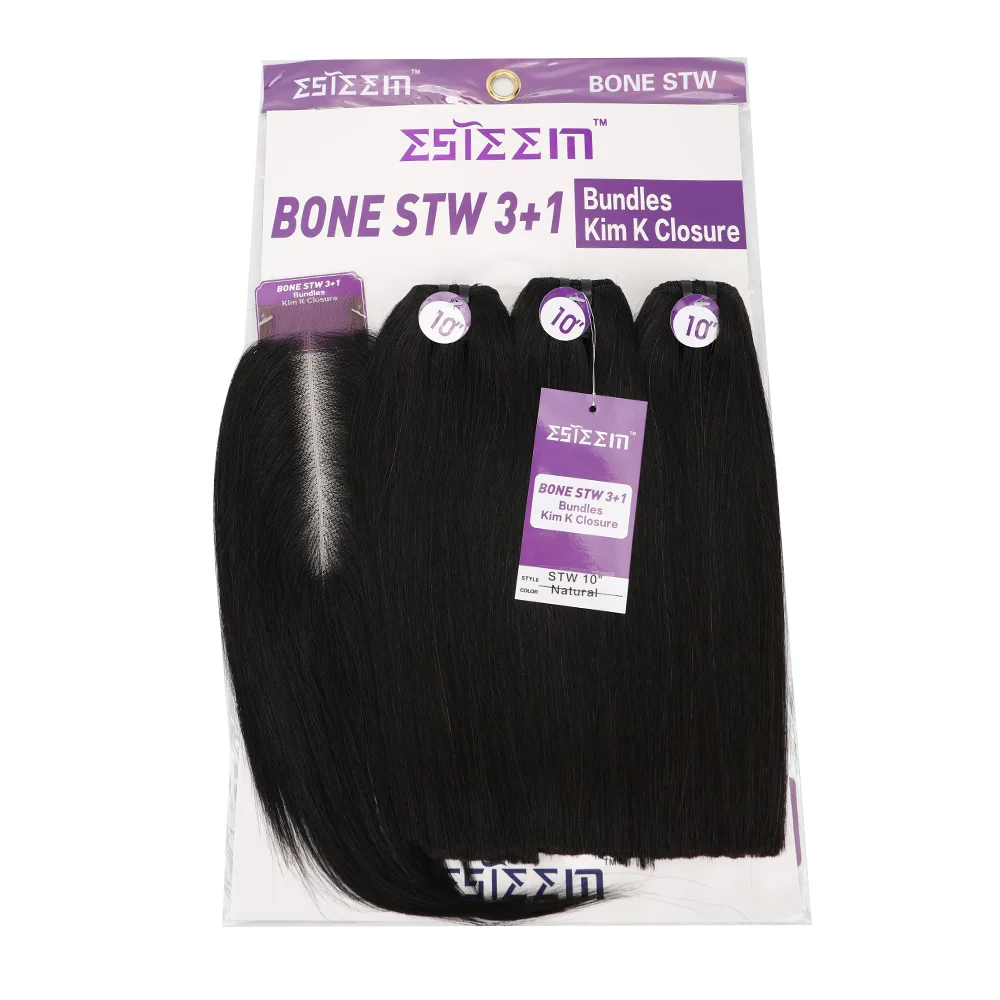 Bone Straight Human Hair 3 Bundles with 2x6 Lace Closure with Bundles Human Hair for Women Vietnamese Hair Bundles Extension