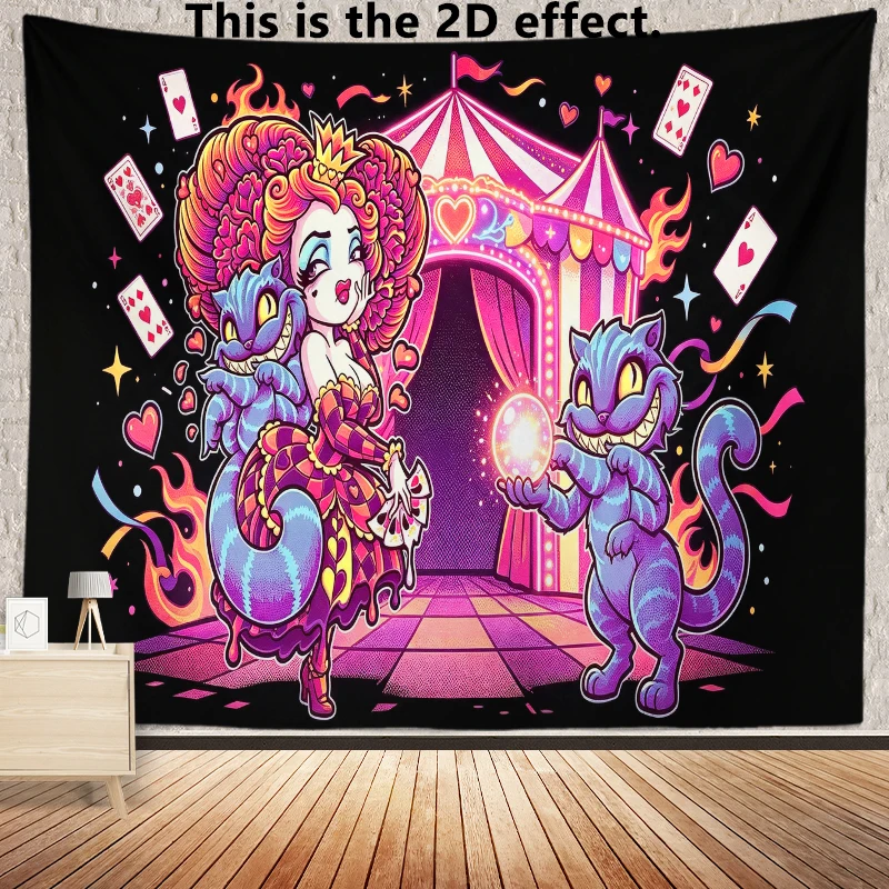 Circus Queen Cat Background Cloth Hanging Cloth Bedroom Bedside Decorative Wall Cloth Dormitory Tapestry