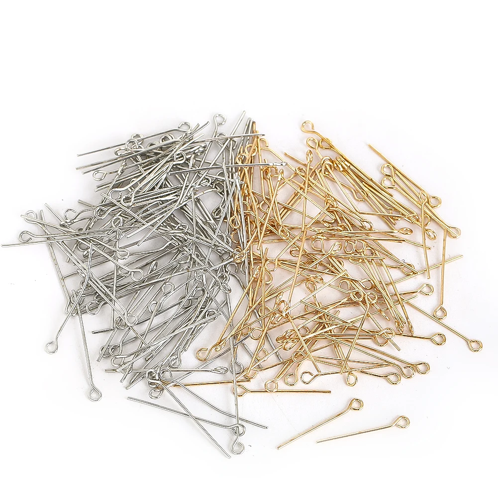 100PCS Eye Pins Beading Headpins Open Eye Head Pins DIY Necklace Earrings Pendant Bracelets Jewelry Charm Finding Making Connect