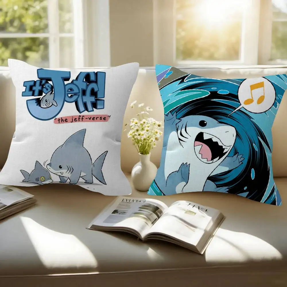 Cute Jeff The Land S-Shark Square   Personalized Pillow Cover Kids Bedroom Wild Party Decor Pillowcase kid Birthday shower Gift