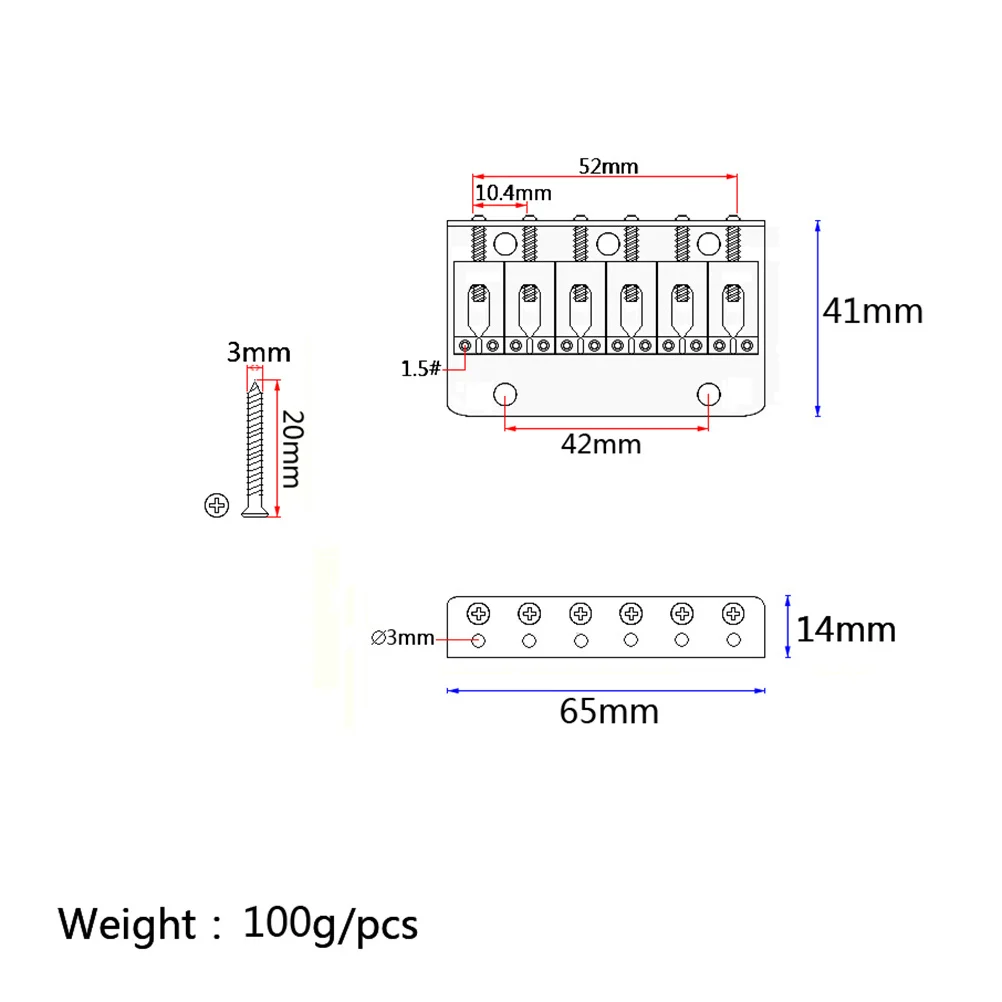 65 مللي متر 6 سلسلة جسر الغيتار للجيتار الكهربائي وباس البناء المعدني الثقيل خمر نمط الصوت ارتفاع قابل للتعديل