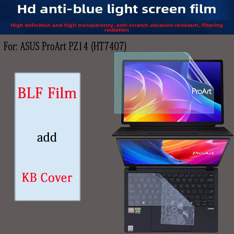 For New ASUS ProArt PZ14 (HT7407) Keyboard Film Laptop Screen Film Anti-blue Film Anti-reflective Protective Film