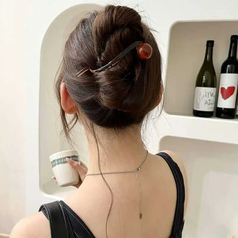 Neue Twist Haarspange Kunststoff Acryl Perle Imitation Perle Haarnadel Twisted Design Frauen Haarschmuck – Detail 5