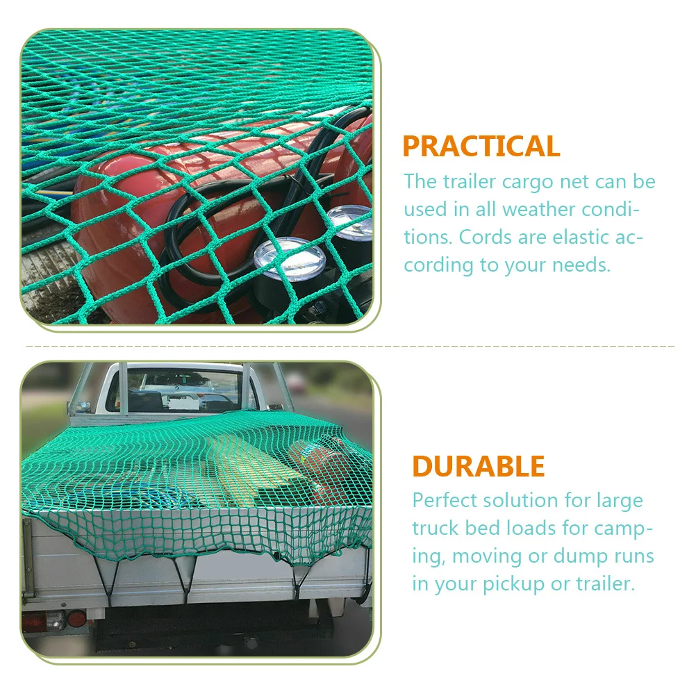 

Cargo Net for Truck Bed Heavy Duty Nylon Mesh Elastic Trailer Cargo Net Pickup Truck Bed Netting Roof Carrier Load Secure