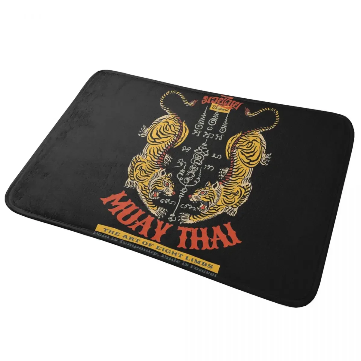 Alfombra antideslizante con diseño de tatuaje Twin Tiger Sak Yant, alfombra duradera para cocina, entrada, hogar, baño, alfombrillas para pies