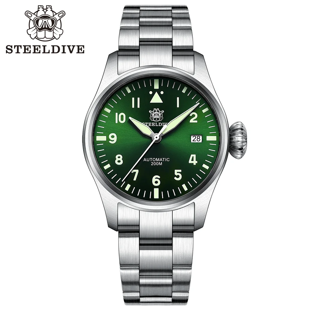 STEELDIVE SD1928 Luxury Mechanical Watch Sapphire Crystal NH35 Movt 200M Waterproof Onion Crown Swiss Luminous Dive Wristwatches