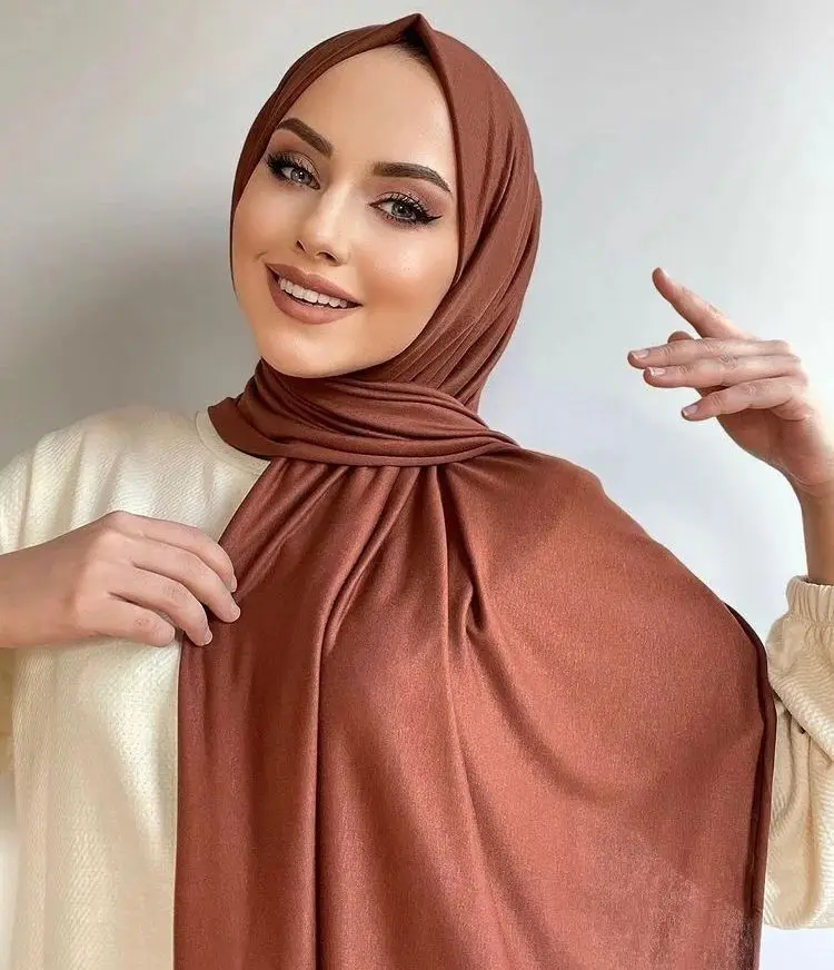 

20 Colors Ramadan Jersey Hijab Scarf For Muslim Women Shawl Stretchy Easy Modal Cotton Scarves Headscarf African Woman Turban