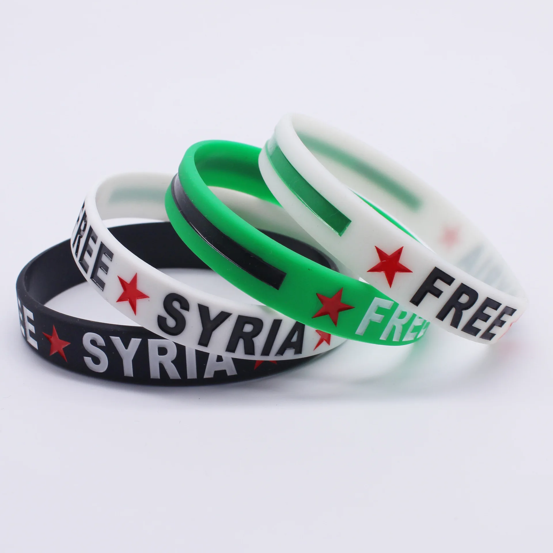 1 PC Free Syria Flag Logo Silicone Bracelets Sports Gift Rubber Bangle Adult Size Jewelry