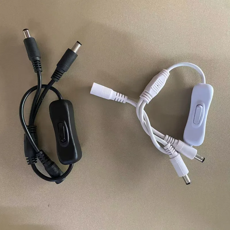 12V DC Power Splitter Cable With On/Off Switch Button 1 Female to 2 Male DC Connectors 5.5x2.1mm DC Plug Power Extension Cable