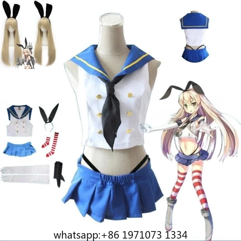 Anime Kantai Collection Shimakaze Cosplay Clothing Women's Sailor Suit Sexy Summer Suit Full Halloween Party Performance Dress