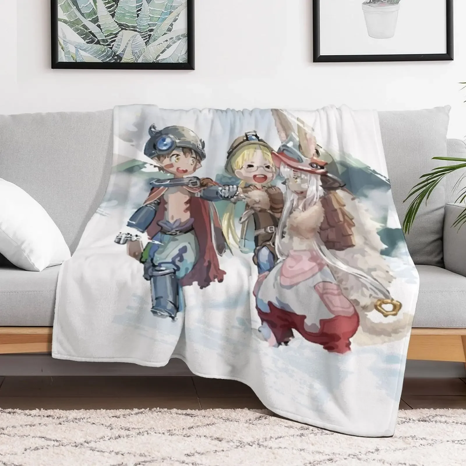 Made in Abyss: nanachi, reg, riko print Throw Blanket Large christmas gifts Blankets