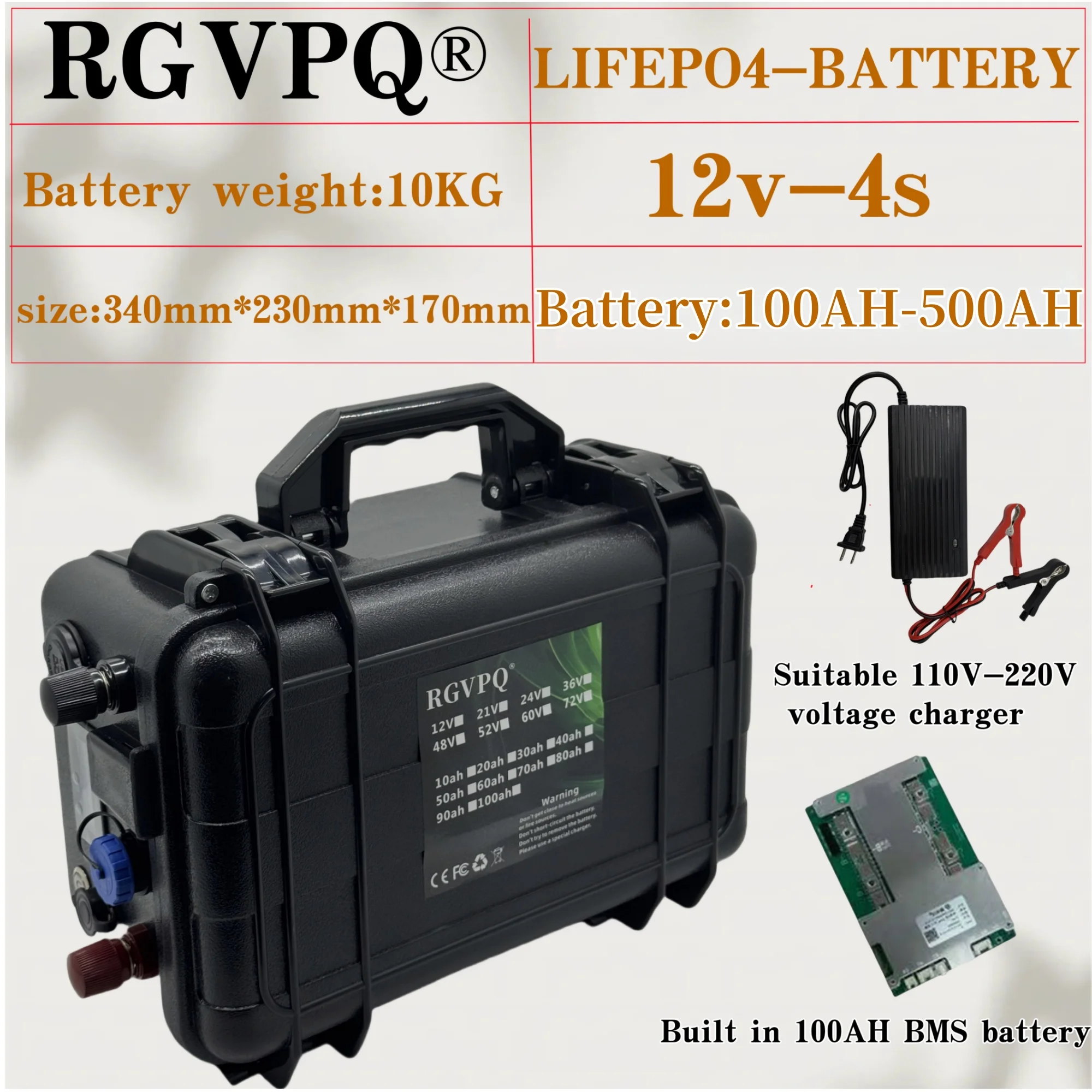 

Air fast transportation，Send within 24 hours，12V500AH，LiFePO4，built-in BMS lithium iron phosphate battery，6000 cycle life