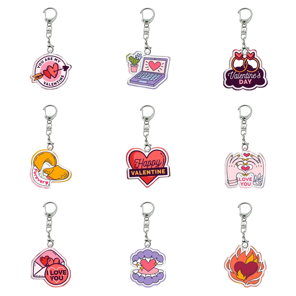 New Women Men Acrylic Valentine Festival Keychain Transparent Acrylic Trinket For Friends Pendants