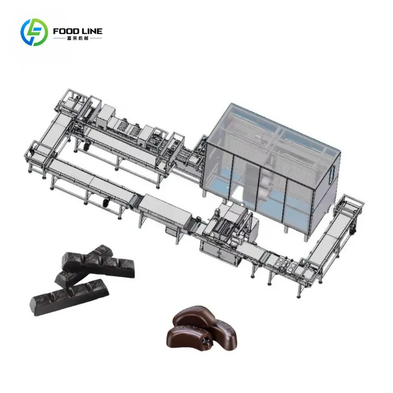 Full Automatic Ball Chocolate One Shot Depositing Production Line With Double Depositor and 14 Layer Cooling Tunnel customized