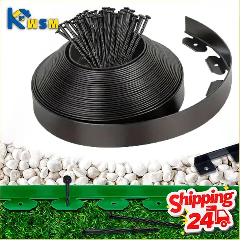 10M L Shaped Lawn Edging Heavy Duty Landscape Border for Grass Gravel Separation Pavement Edge Restraint DIY Garden Barrier