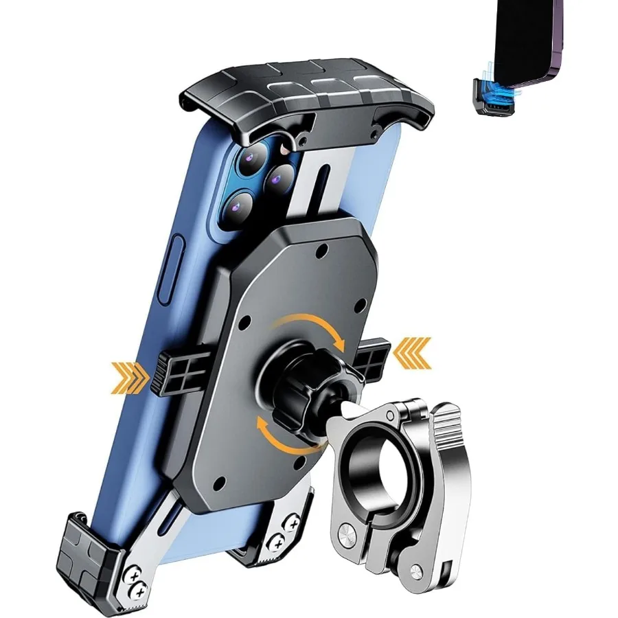 

Bike Phone Mount Holder Motorcycle Phone Mount [1s Lock] [One Hand Operation] for Bicycle Scooter Handlebar Cradle Clip C