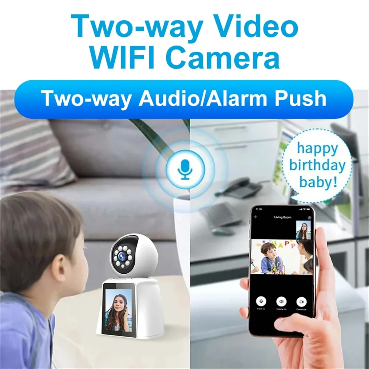 

3MP Two-Way Video Baby Monitor with 2.8 Inch Display Screen WiFi Security Device Indoor Auto Tracking PTZ Cameras