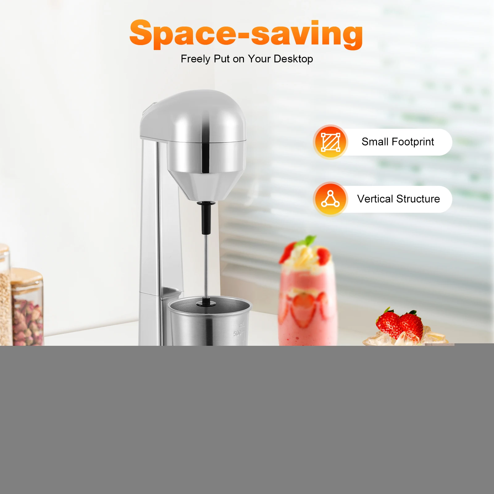 Milk Shaker Machine for Household Use, 23000r/min Speed, Easy Operation, Strong Pure Copper Motor, Quick Mixing for Milk