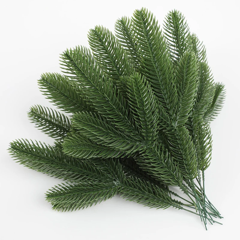 6pcs Home Decor Greenery Accessories Artificial Green Leaves Plants Christmas Pine Branches Artificial Simulation Pine Needles