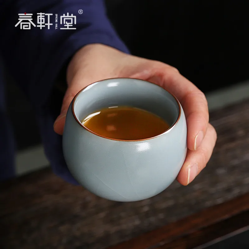 

Chunxuan Tang Handmade Ru Ware Tea Cup Master Cup Single Cup Porcelain Tea Tasting Cup Tea Cup Celadon Ru-Porcelain Kung Fu Tea