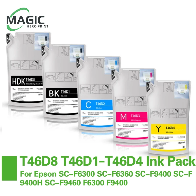 1 Set Sublimation Ink Bag 1100ML T46D8 T46D1-T46D4 Ink Pack For Epson SC-F6300 SC-F6360 SC-F9400 SC-F9400H SC-F9460 F6300 F9400