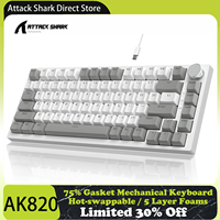 Attack Shark x AJAZZ AK820 Gasket Mechanical Keyboard with Knob, 75% ANSI Layout, 5-Layer Foam, Hot-Swap, Linear Switch