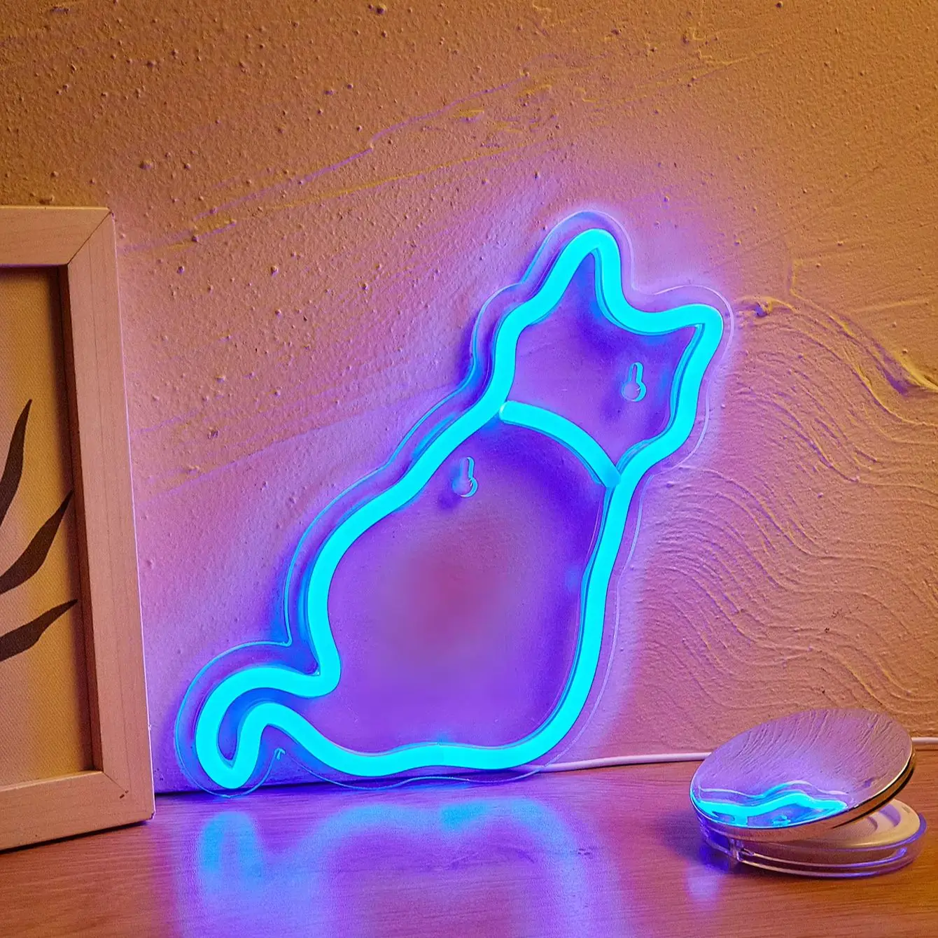 

Chi-buy LED Neon tilted cat USB Powered Neon Signs Night Light 3D Wall Art Bedroom Living Room Decor Lamp Signs