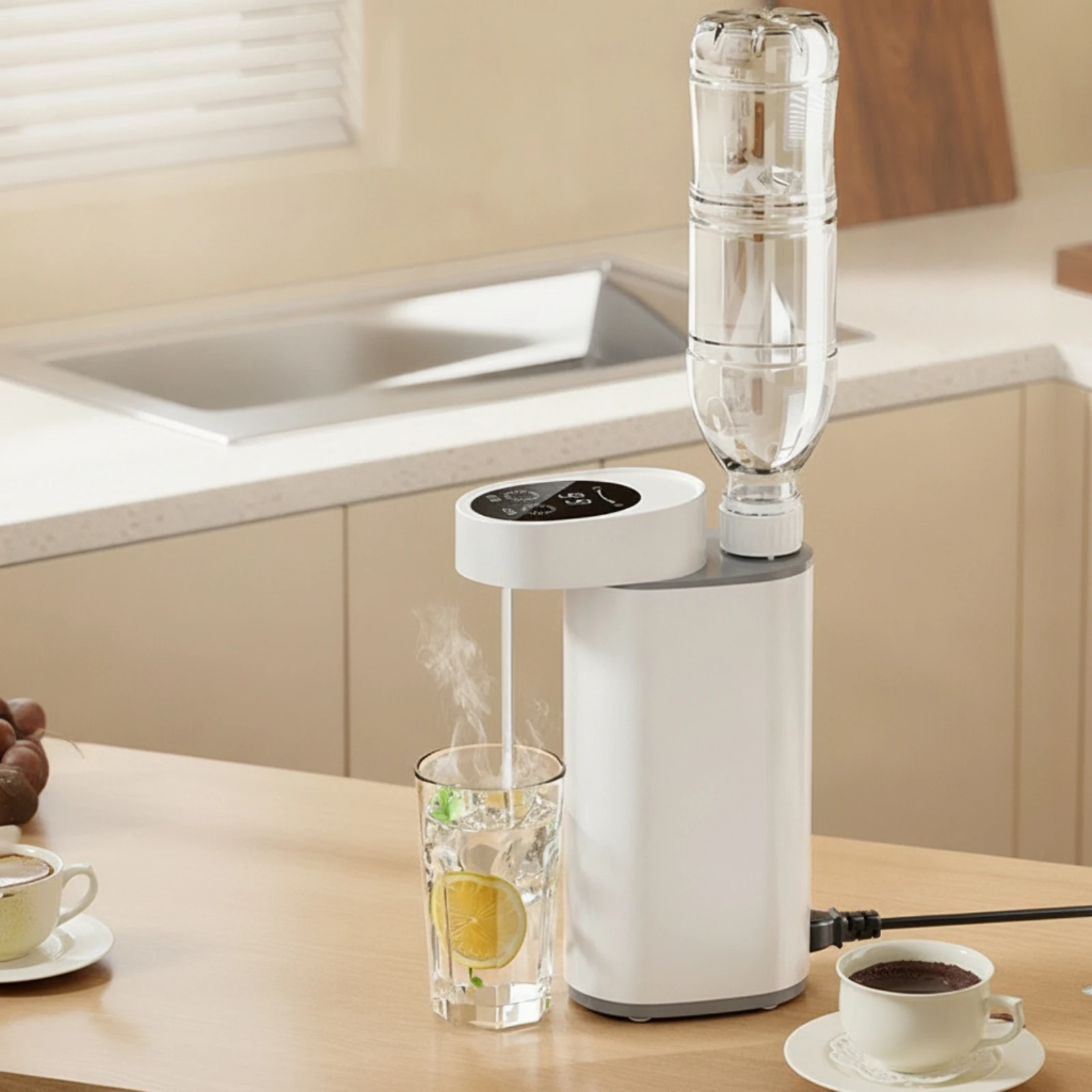 Countertop Water Dispenser with Bottle Adapter Portable Instant Hot Water Dispenser Appliance Compact for Travelers, Office