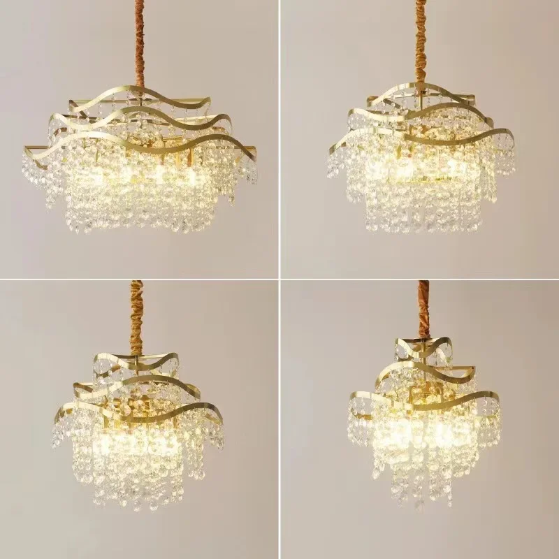 French Luxury Crystal Chandelier Modern Simple Creative Personality Romantic American Retro Living Room Dining Room Bedroom Lamp