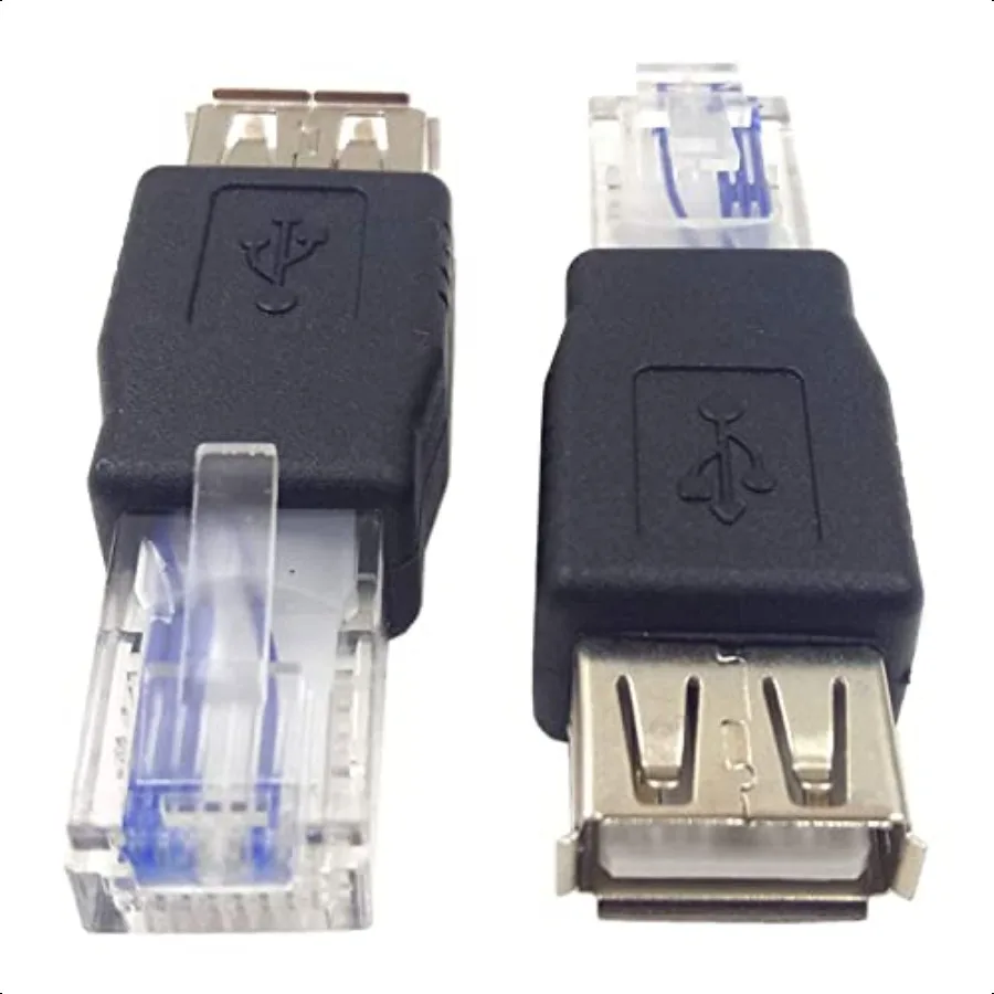 2 Paket USB RJ45 USB2.0 A Female ke RJ45 Ethernet Male AF8P8C Konektor USB Transfer Jaringan Adaptor Steker